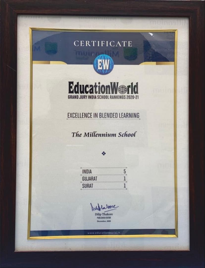 INDIA'S 5TH AND GUJARAT'S 1ST IN EXCELLENCE IN BLENDED LEARNING