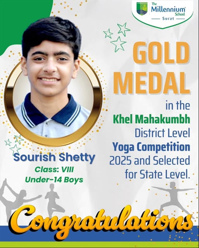 Gold Medal in the Khel Mahakumbh District Level Yoga Competition 2025