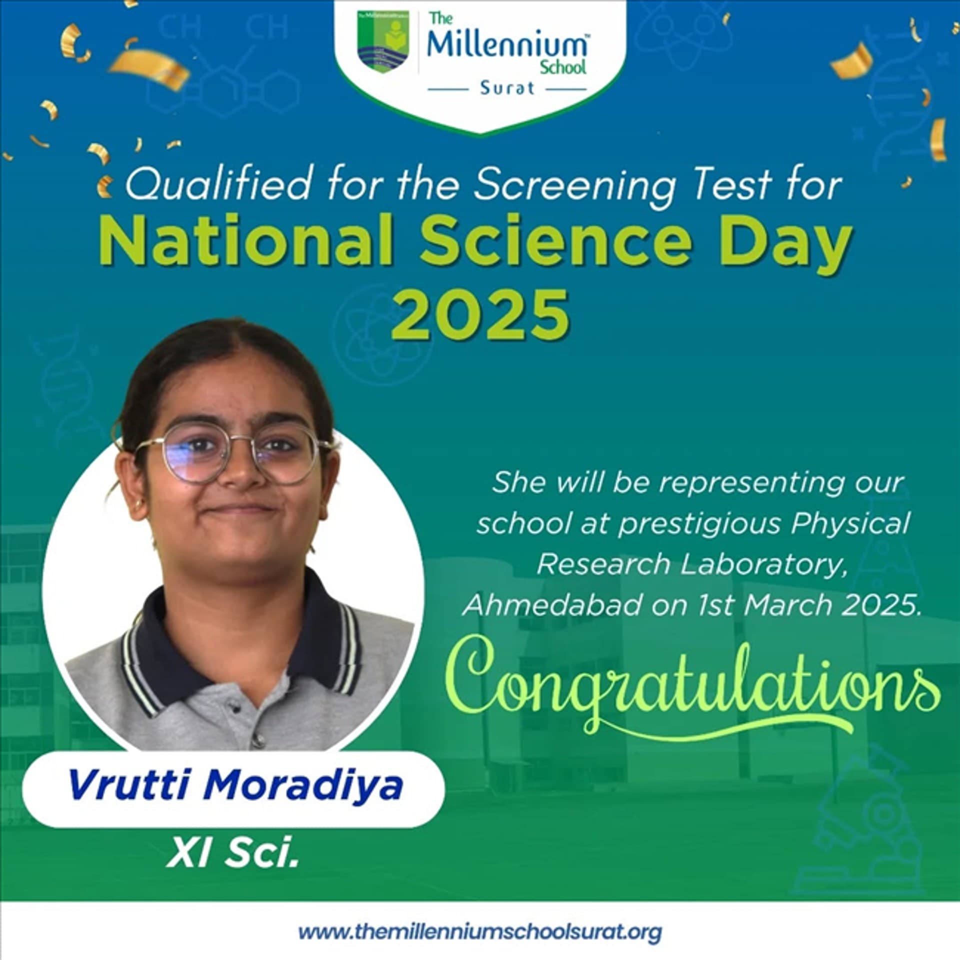 Qualified for the Screening Test for National Science Day 2025!