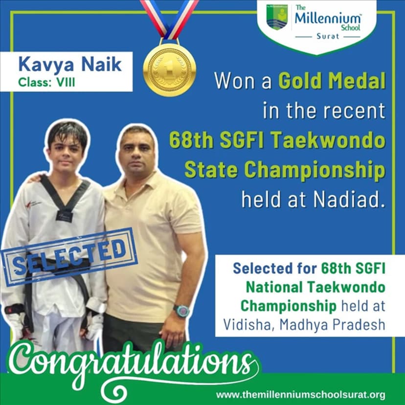 Gold Medal ?? in the 68th SGFI Taekwondo State Championship held at Nadiad!