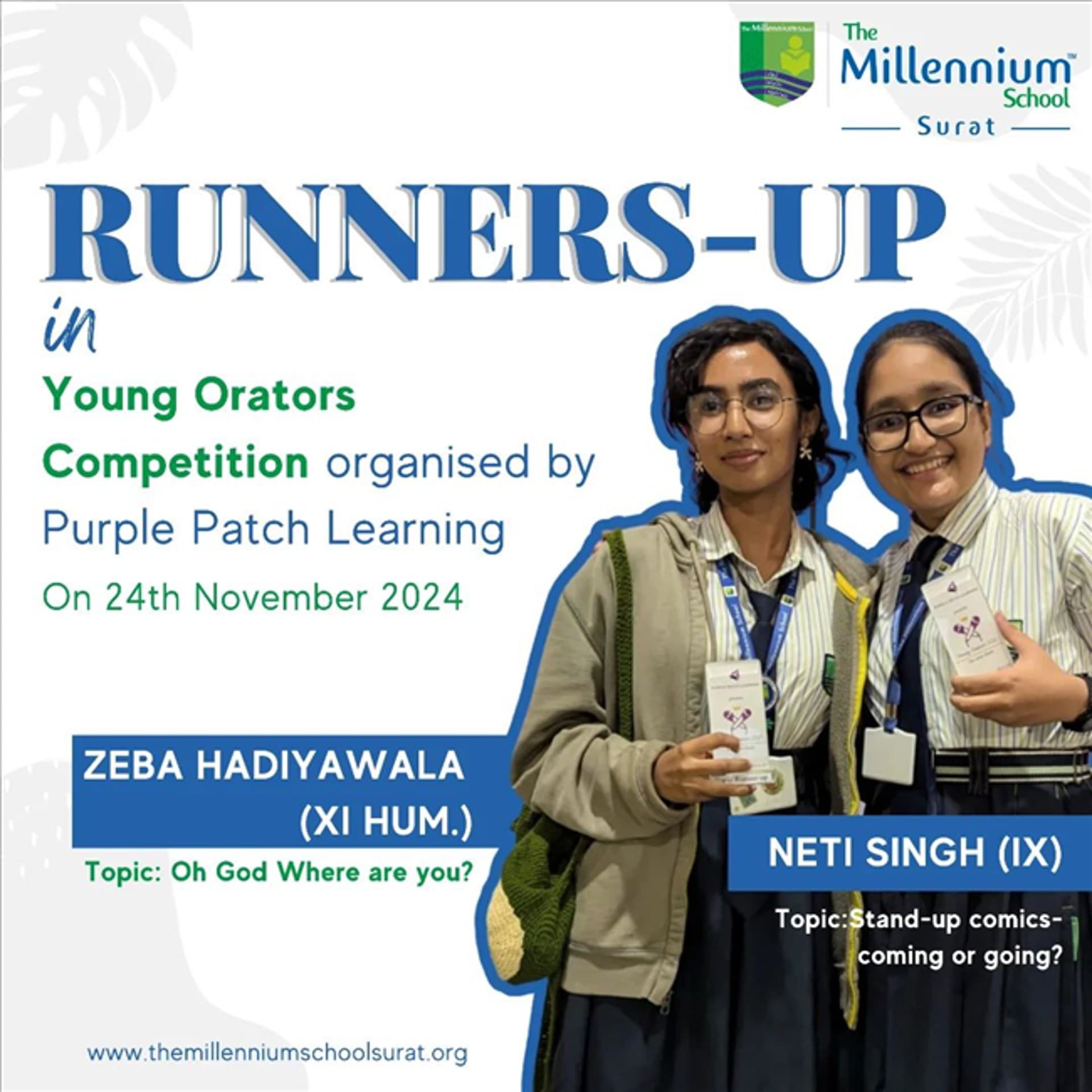 Runner-Up in Young Orators Competition