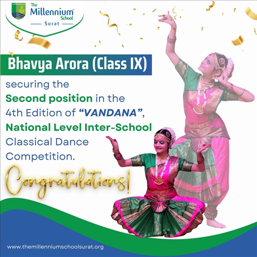 Secured 2nd position in the 4th edition of 'VANDANA', National Level Inter-School Classical Dance Competition
