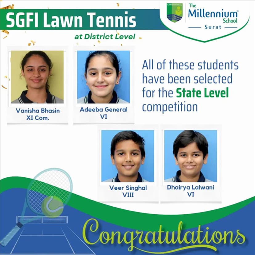 Selected for SGFI Lawn Tennis State Level Competition