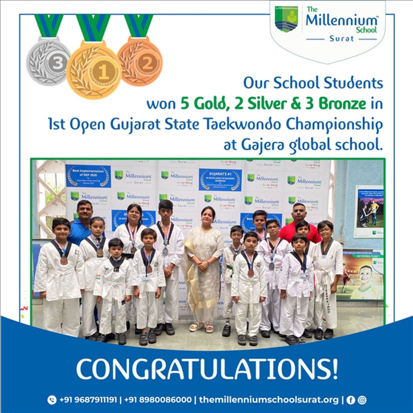 5 Gold, 2 Silver and 3 Bronze medals in 1st Open Gujarat State Taekwondo Tournament